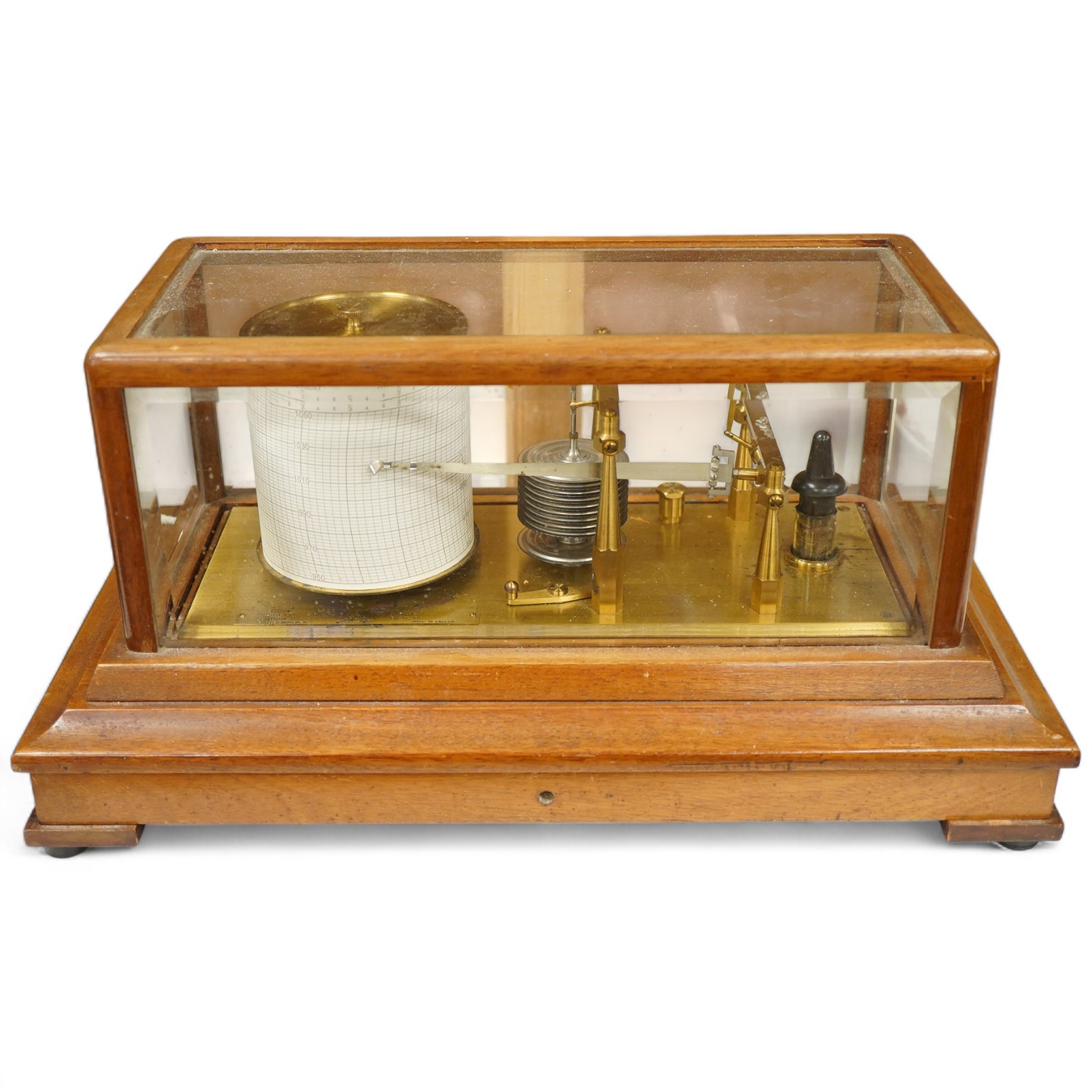 A Negretti & Zambra mahogany cased barograph, 42cm high